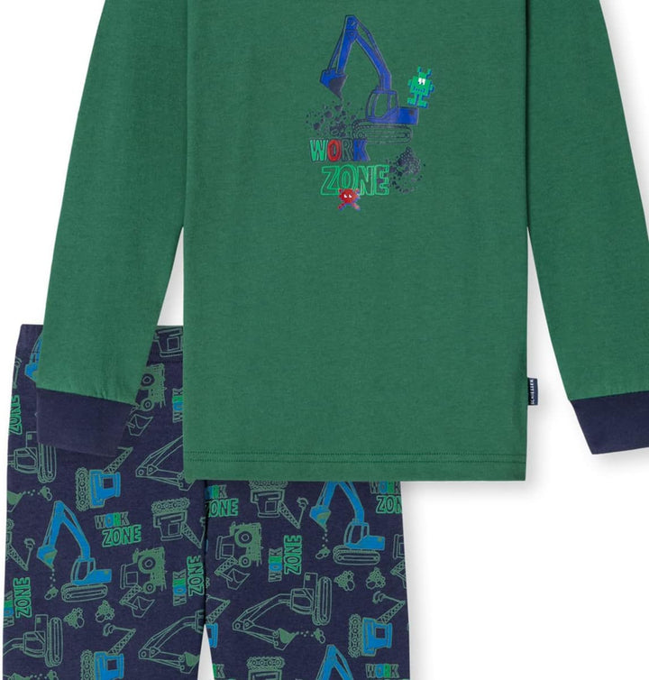 Schiesser Jungen Langer Schlafanzug-Organic Cotton Pyjamaset 116 Grün I, 116 Grün I