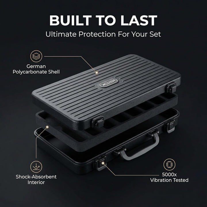 Pokerkoffer 500 Stück, Premium Poker Set im extrem stabilen Polycarbonat-Koffer (Kein Alu) – 14g Cla