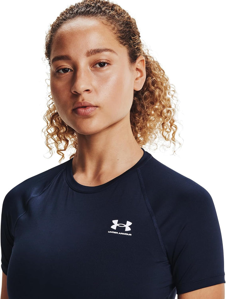 Under Armour Damen HeatGear Compression Short-Sleeve T-Shirt S Midnight Navy (410)/White, S Midnight