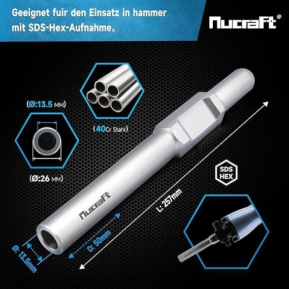 Nucraft SDS-HEX Professional Erdnageleintreiber zum Einstecken von Tiefenerder Erder Erdung Staberde