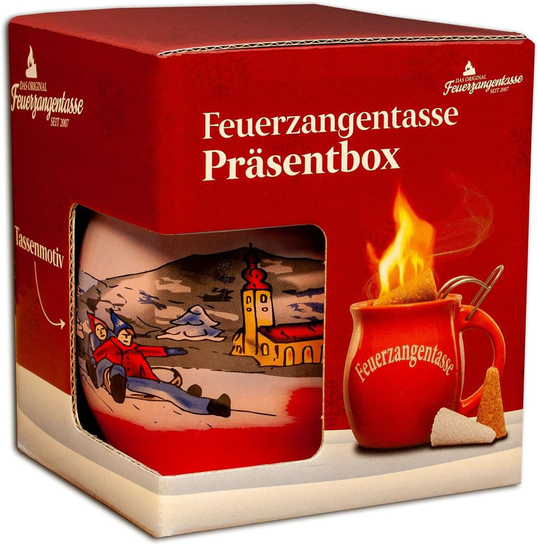 Feuerzangentasse 1er-Set, mit Rum, Rot/Winter - für Feuerzangenbowle Rot / Winter, Rot / Winter