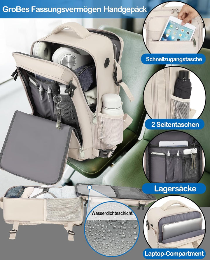 Handgepäck Rucksack 40x30x20 cm Travelite Reiserucksack 24L für Ryanair EasyJet Eurowings Flugreisen
