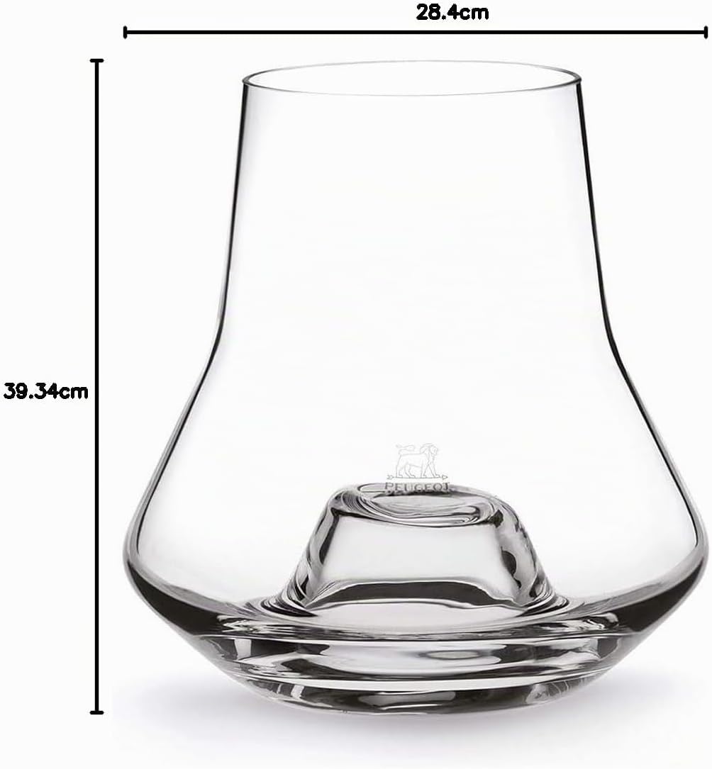 Peugeot Whisky Glas Set mit 1 Glas, 1 Metallfuss, 1 Untersetzer, Fassungsvermögen: 38 cl, Les Impito