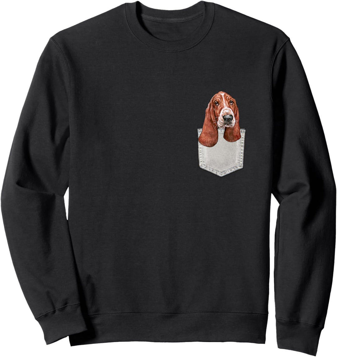 BASSET HOUND Hund in Brusttasche Dog In A Pocket Geschenk Sweatshirt