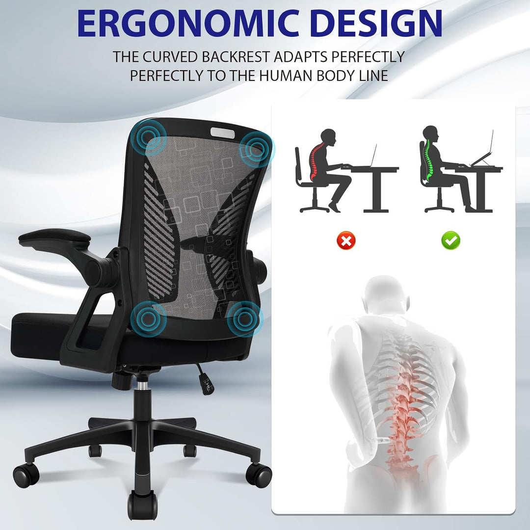 Milacyee Bürostuhl Ergonomisch, Bürostuhl, Schreibtischstuhl mit Verstellbarer Armlehnen, Lendenwirb