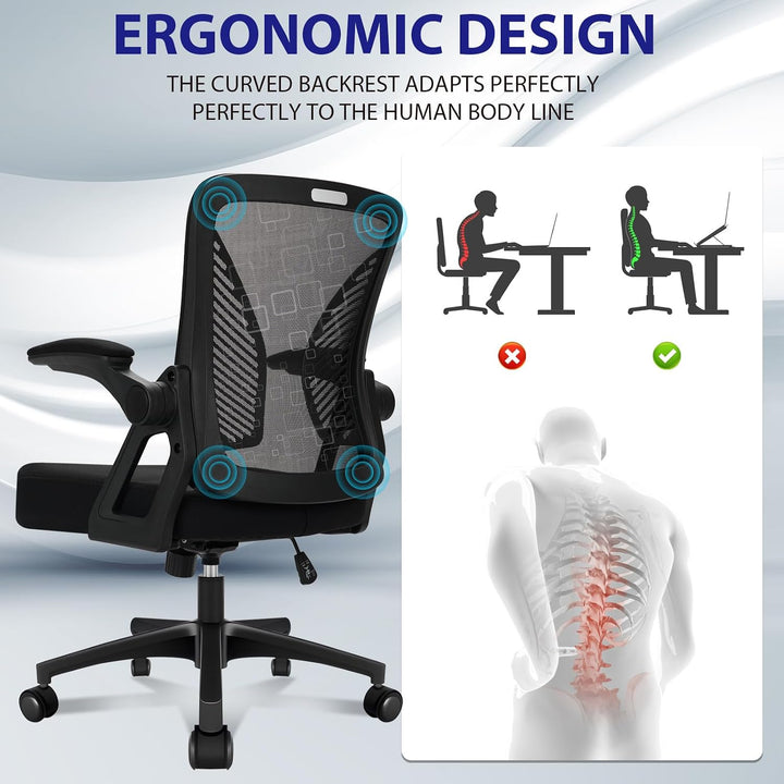 Milacyee Bürostuhl Ergonomisch, Bürostuhl, Schreibtischstuhl mit Verstellbarer Armlehnen, Lendenwirb
