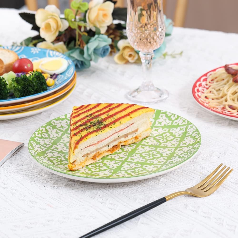 AHX Teller Set - Dessertteller Frühstücksteller- Flache Kuchenteller Salatteller 6er Set - Porzellan
