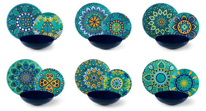 Excelsa Mandala Mediterraneo Tafelservice, 18-teilig, Porzellan, mehrfarbig