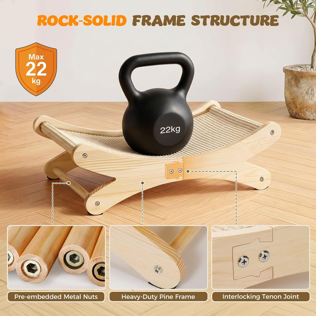 Gimars U-Förmiges Katzenkratzbrett - Extra Gross 60x36x20cm, Premium Holz-Kratzmöbel mit Natursisal-