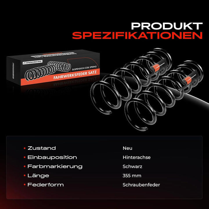 Frankberg 2x Federn Fahrwerksfeder Hinterachse Kompatibel mit C30 533 1.6L 1.8L 2.0L 2.4L D3 D4 D5 S