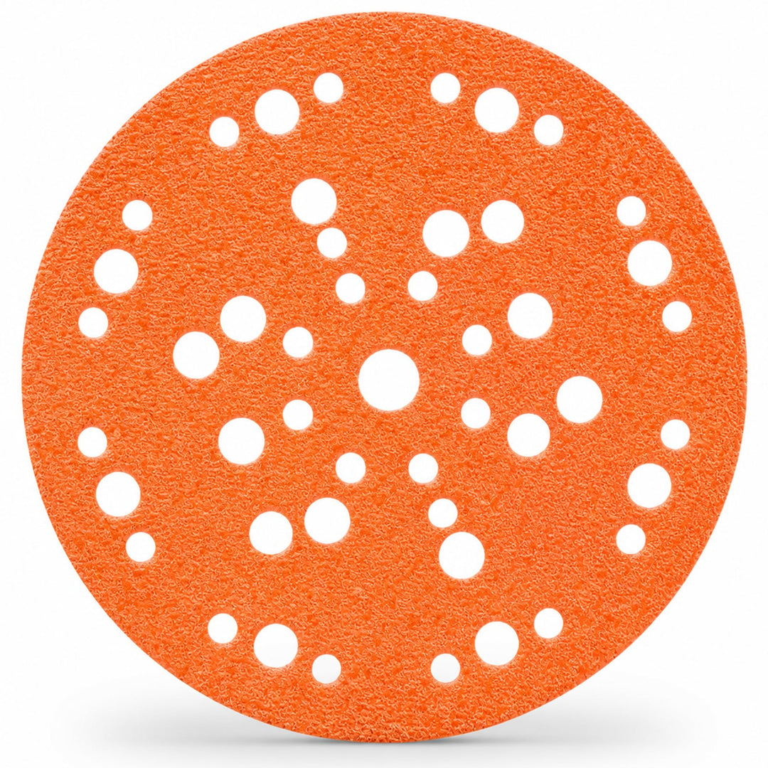 50x Orange Schleifpapier 150mm Klett 47-Loch K150 Für Auto/Holz | Schleifpapier mit Papierträger für