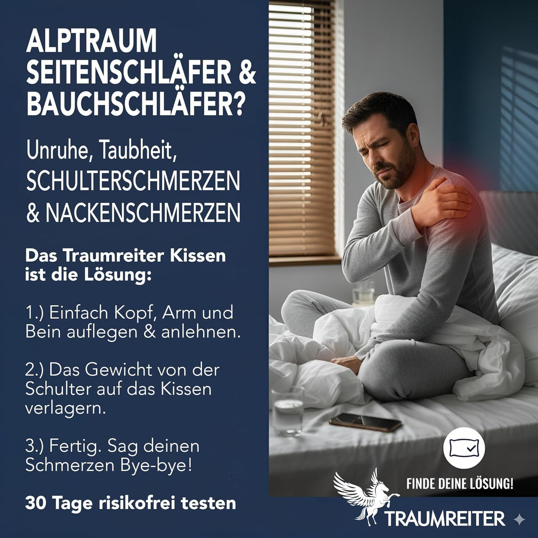 Traumreiter Seitenschläferkissen Visco XXL PRO, ergonomisches Full Body Builder Männer Schlafkissen,