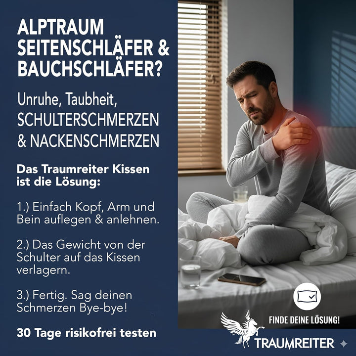 Traumreiter Seitenschläferkissen Visco XXL PRO, ergonomisches Full Body Builder Männer Schlafkissen,