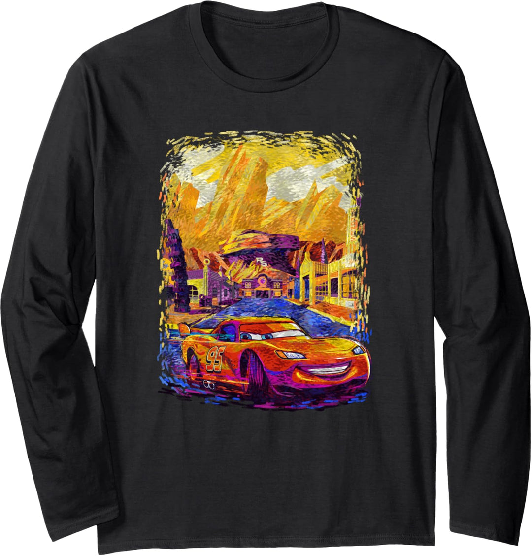 Disney Pixar Cars Lightning McQueen Antique Painting Scene Langarmshirt