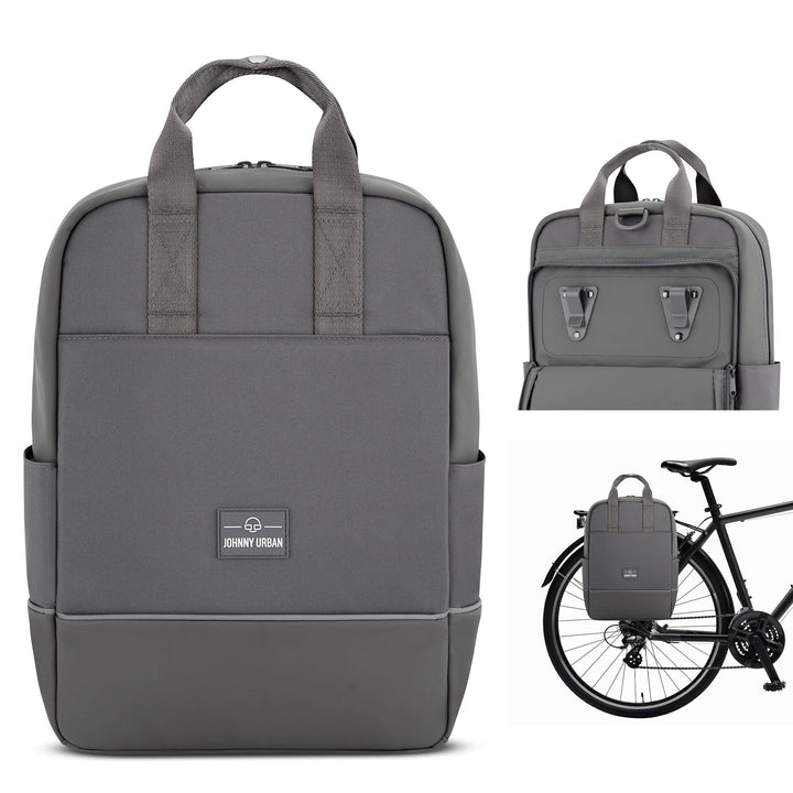 Johnny Urban Fahrradtaschen für Gepäckträger Damen &amp; Herren Dunkelgrau - Jona Medium Bike - 2 in 1 F