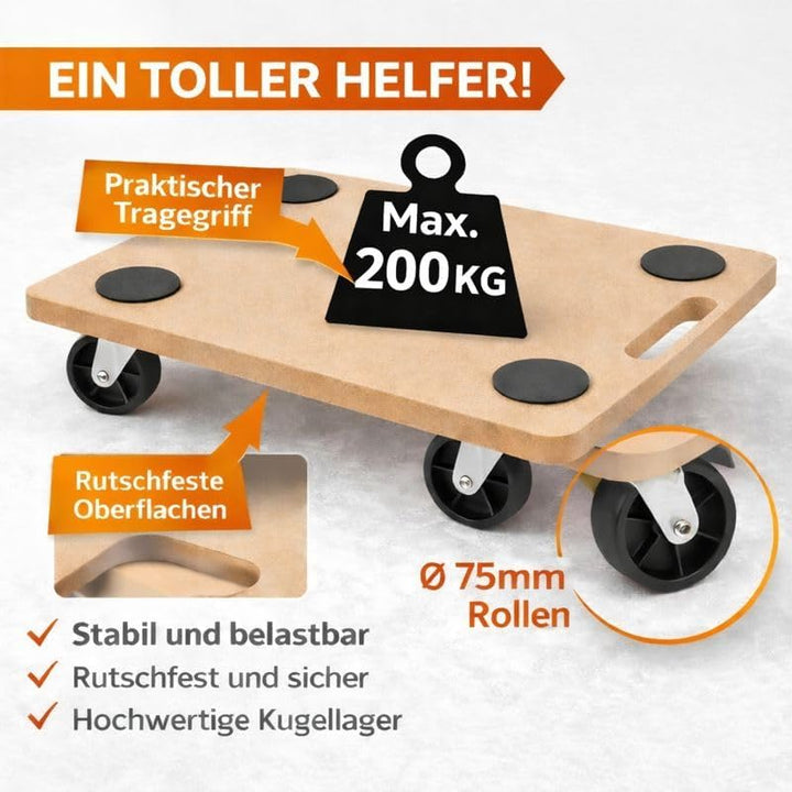 (2Stück) Rollbrett Transportrolle Möbelroller Roller Transporter 200kg