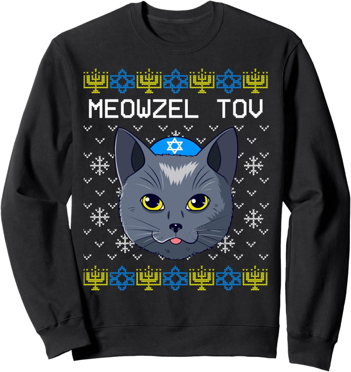 Meowzel Tov Hässliche Chanukka Katze Chanukah Jüdische Sweatshirt