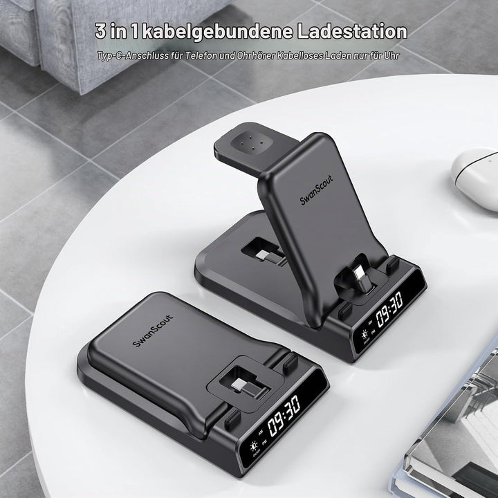 3 in 1 Ladestation für Google Pixel Watch 3/2, 25W USB C Fast Charger für Google Pixel 10 Pro/10 Pro