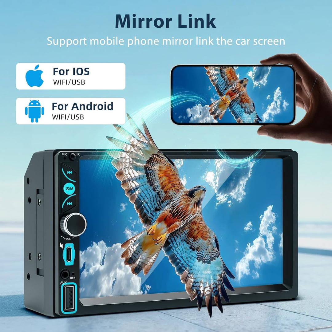 2 DIN Autoradio mit Bildschirm, Wireless Apple CarPlay Android Auto, 7 Zoll HD Touch Display Doppel-