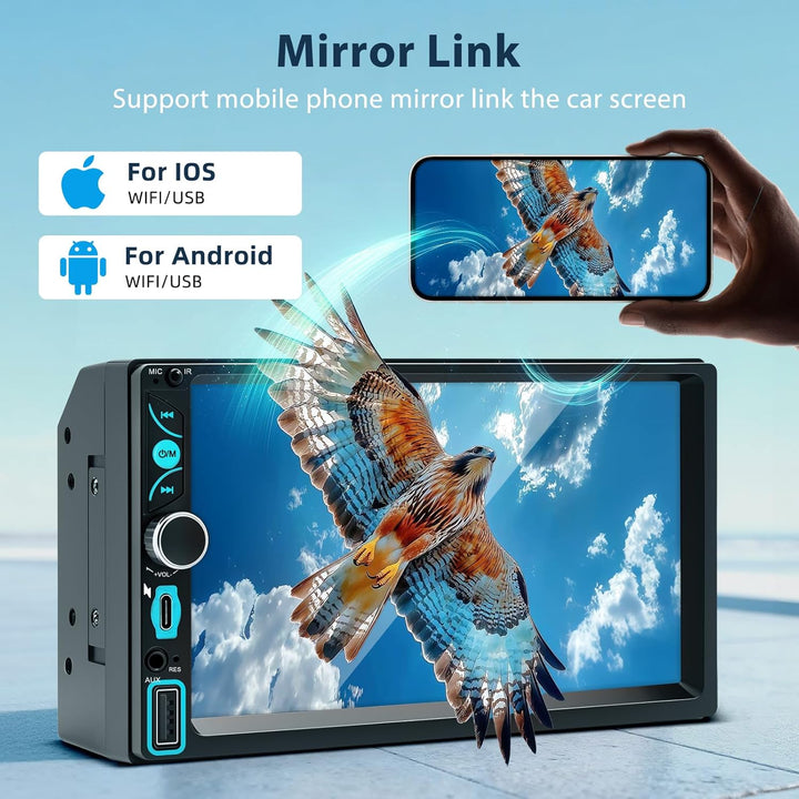 2 DIN Autoradio mit Bildschirm, Wireless Apple CarPlay Android Auto, 7 Zoll HD Touch Display Doppel-