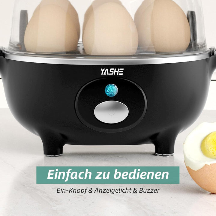 YASHE Eierkocher, 360W Kompakter Egg Cooker Multifunktional, 7 Eier leicht zu Pellen, Weich, Mittel,