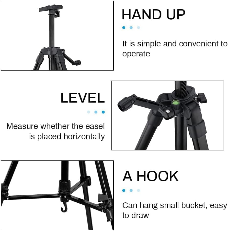 RRFTOK 150 cm Staffelei-Ständer, Metall-Künstler-Staffelei, Stativ, Höhe von 53.3 bis 155.4 cm, Kuns