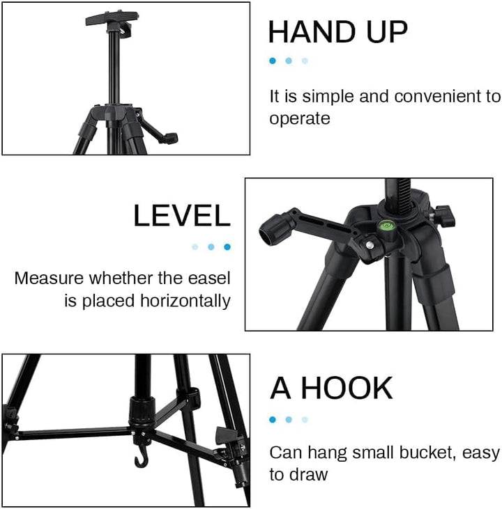 RRFTOK 150 cm Staffelei-Ständer, Metall-Künstler-Staffelei, Stativ, Höhe von 53.3 bis 155.4 cm, Kuns