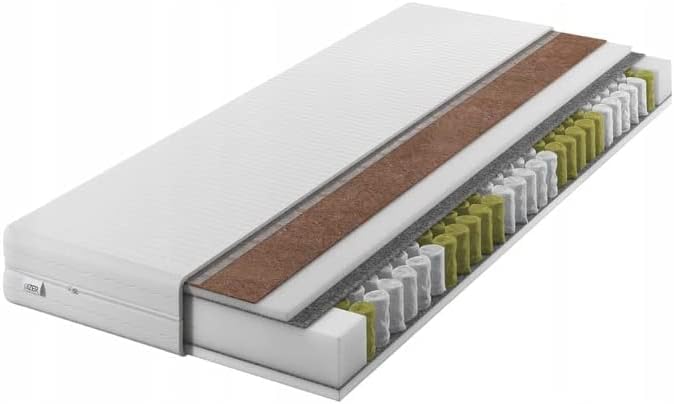 IZER Matratze GoldPLUS 70x200 cm mit KOKOS-Material | 2 in 1 (H3 und H4) | 7 Zonen | Taschenfederker