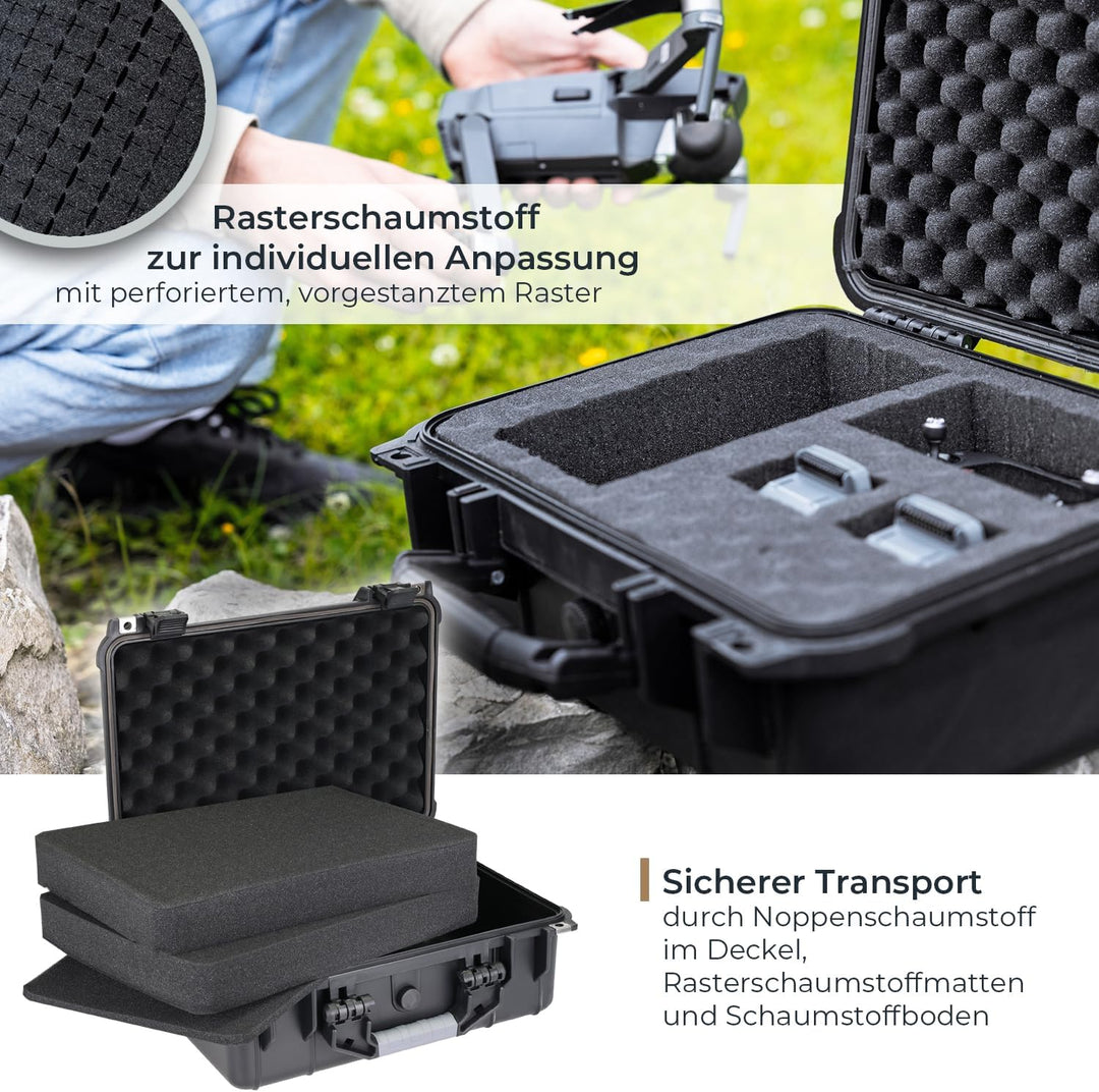HMF ODK100 Outdoor-Fotokoffer, Transportkoffer mit Rasterschaumstoff | 41 x 32 x 17,5 cm, 41 x 32 x