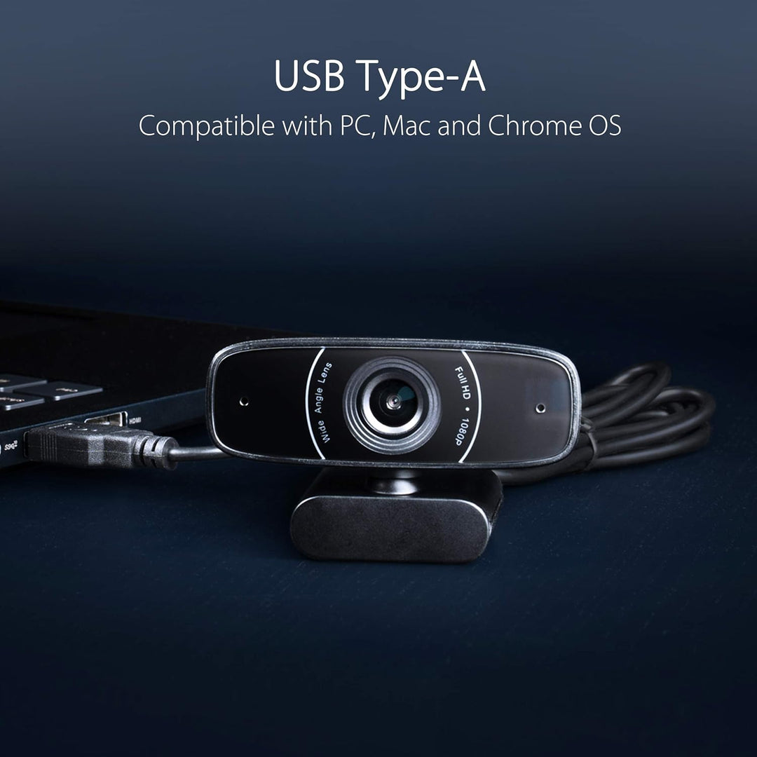 ASUS Webcam C3 Full HD USB-Kamera (1080p-Auflösung, 30 FPS, Beamforming-Mikrofon, 360° Drehmechanism