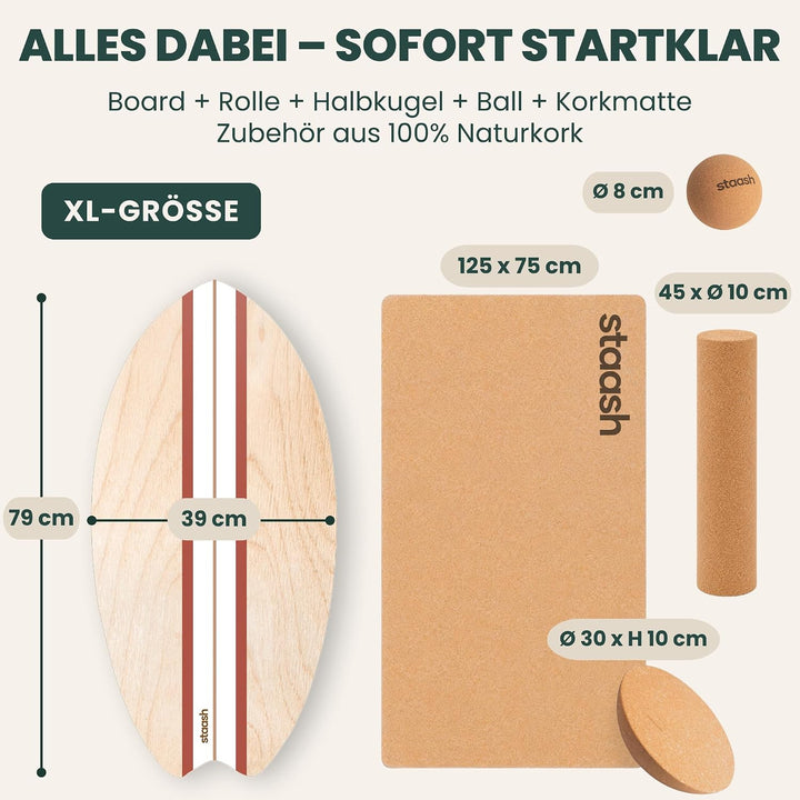 STAASH® PRO Balance Board aus Birkenholz – Premium 5-in-1-Set für Gleichgewichtstraining, Fitness &amp;