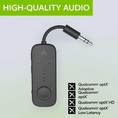 Avantree Relay - Premium Flugzeug Bluetooth 5.3 Adapter für alle Kopfhörer, apt-X geringe Latenz, un