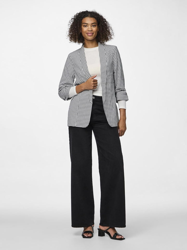 Pieces Damen Pcbosella 3/4 Printed Blazer Noos Bc Blazer XL Black/Aop:houndstooth, XL Black/Aop:houn
