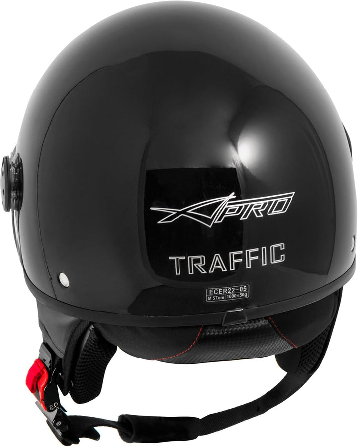 A-Pro Motorradhelm Motorrad Roller Jet Helm Innensonnenblende Viser Schwarz 2XL, 61 cm (XXL) Schwarz