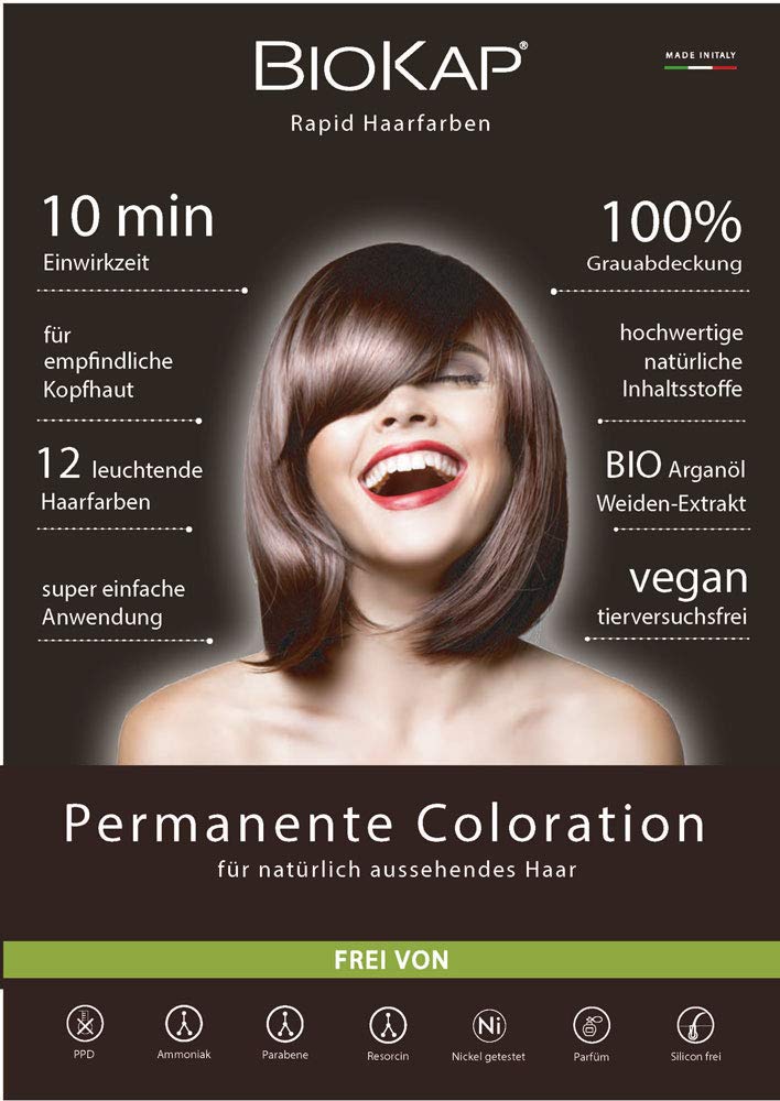 BIOKAP RAPID Permanente Haarfarbe 4.0 Naturbraun | NUR 10 MINUTEN EINWIRKZEIT | Bio Arganöl - TricoR