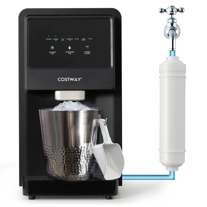 COSTWAY Eiswürfelmaschine 27 kg/24H, Crushed Ice Eiswürfelbereiter Edelstahl, 1,5 kg Eis in 5 Min je