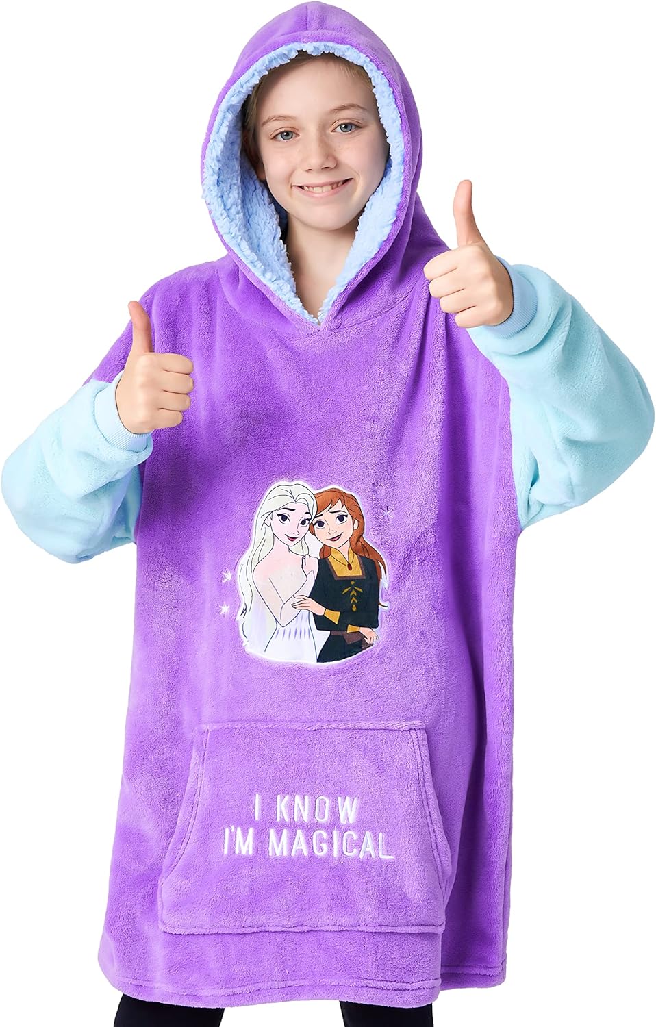 Disney Hoodie Decke Mädchen, Kuscheldecke mit Ärmeln, Fleece Kapuzenpullover, Hoodie Mädchen Geschen