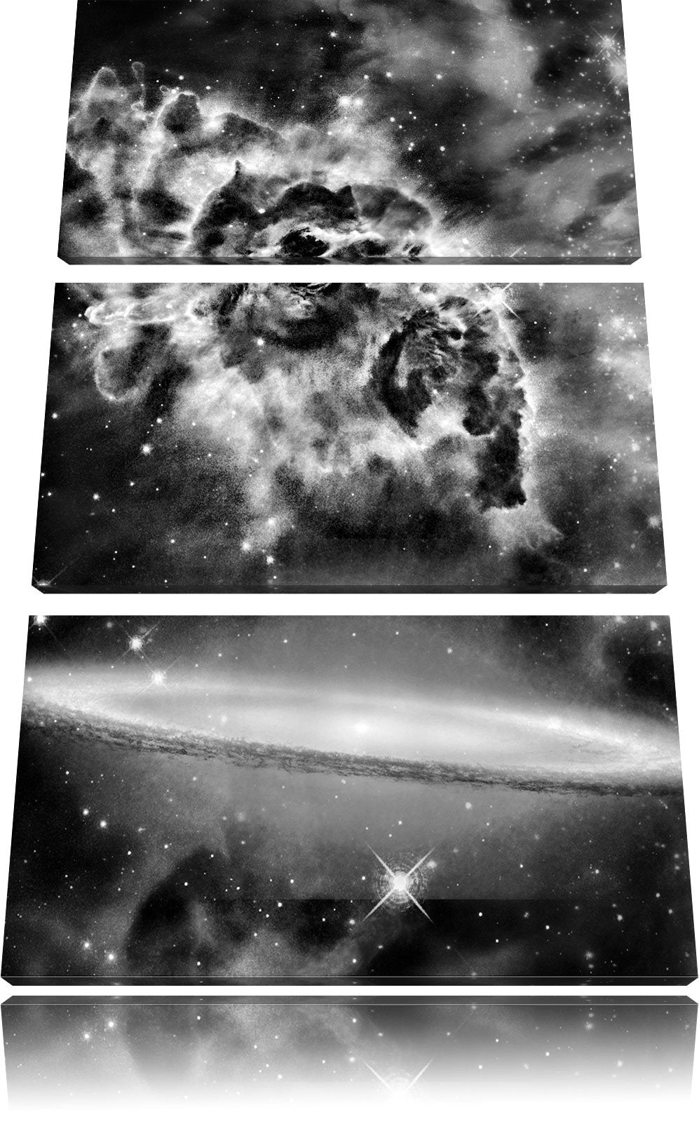 Pixxprint Galaxie mit Sternennebel als Leinwandbild/Grösse: 3 Teilig (120x80) cm/Wandbild/Kunstdruck