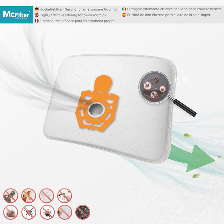 McFilter | 10 Staubsaugerbeutel geeignet für Fakir Prestige 1800 1805 1900 2000 2100 2105 2400 3000