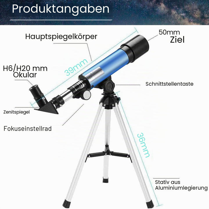 Astronomisches Teleskop für Kinder, Uverbon Teleskop für Astronomie, Teleskop, Zoom, 90 x HD, räumli