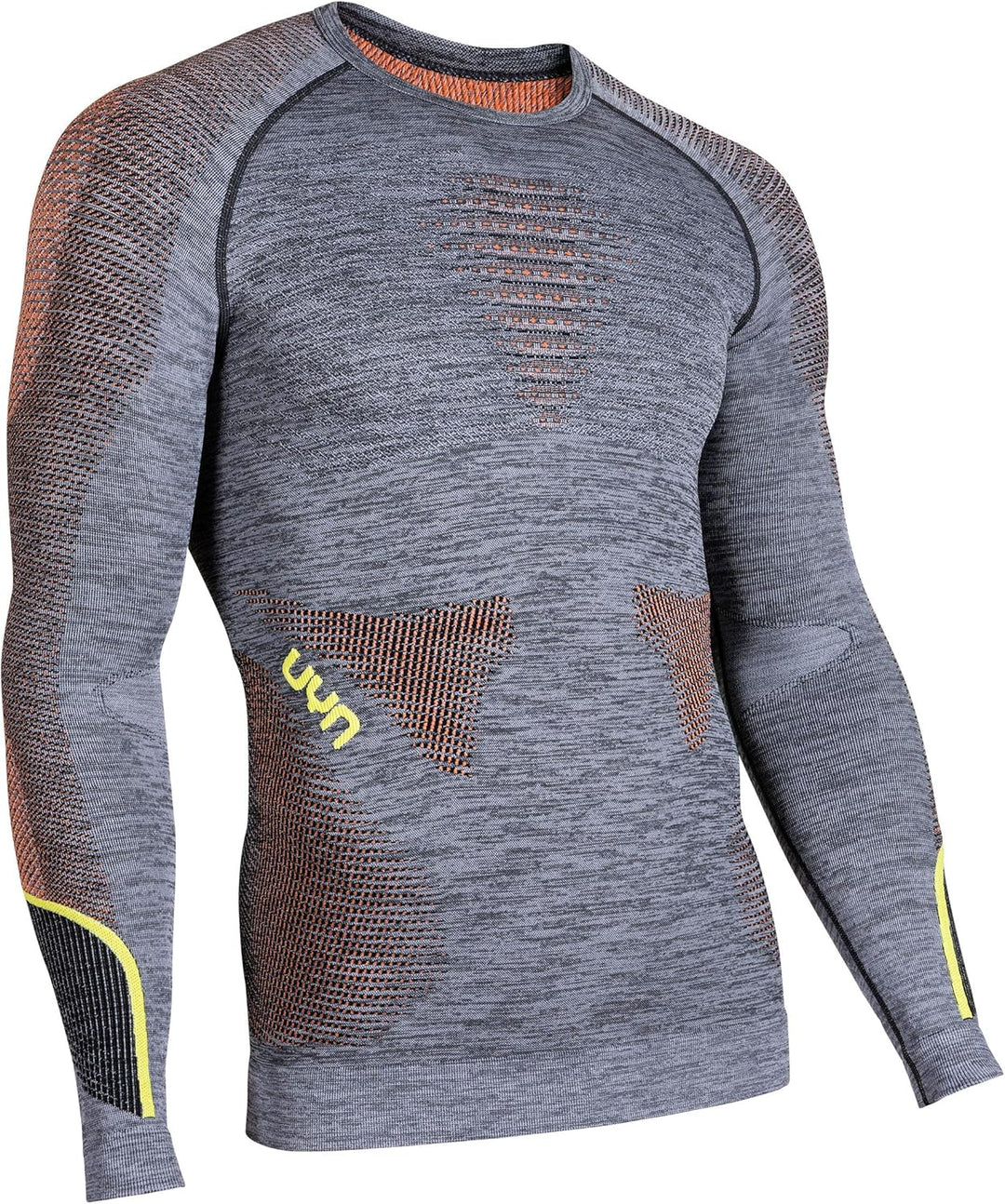 UYN Herren Unterhemd Ambityon UW Unterhemd, Black Melange/Orange/Yellow, S/M, U100015