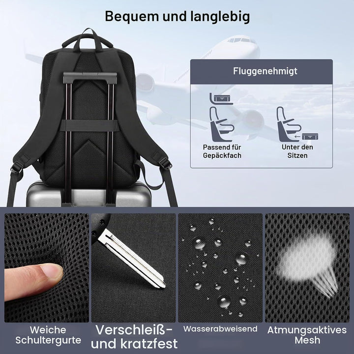 HOMIEE Laptop Rucksack Herren 17 zoll Laptoptasche Schwarz Tagesrucksack Arbeitsrucksack Business Ar