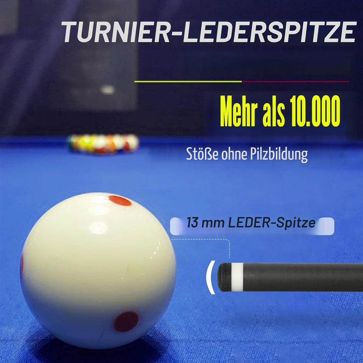 Carbon Fiber Pool Cue Stick 20-21 oz, Professional 13mm Leather Tip, 3/8 * 8 Joint, Includes Cue Cas