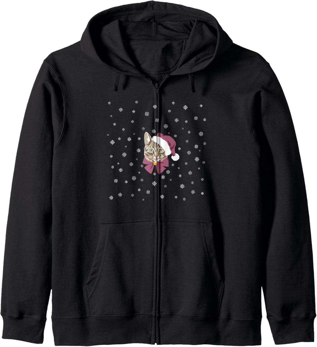 Trendy Christmas Santa Cat Snowflakes Kapuzenjacke