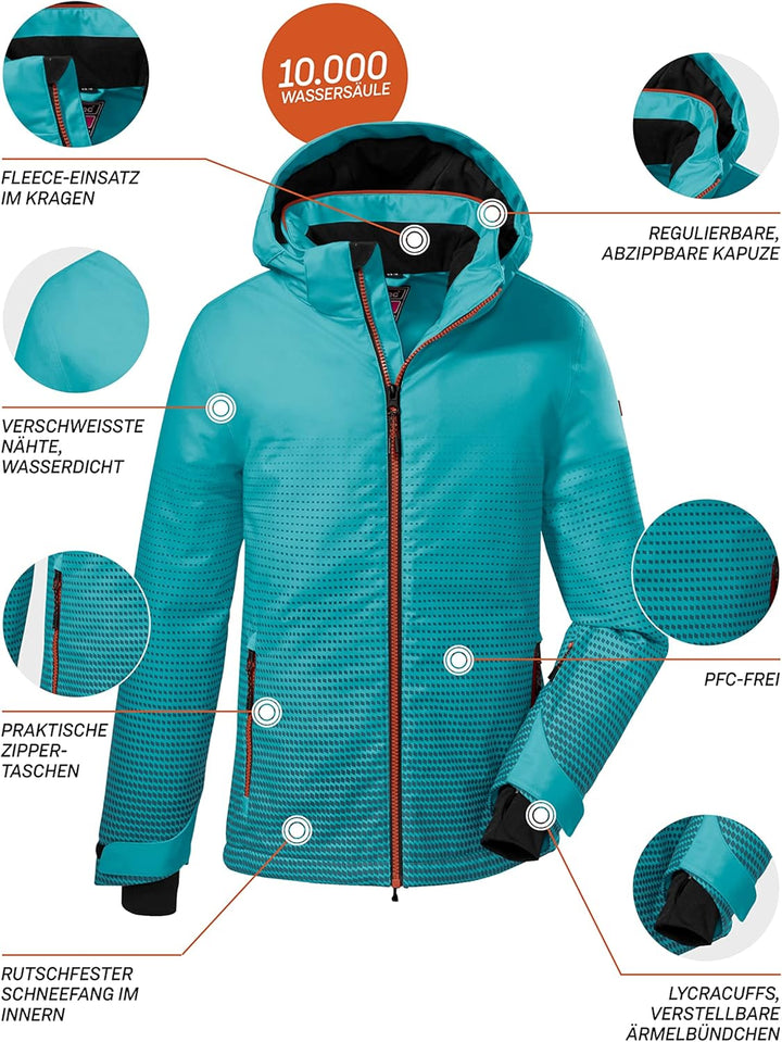 Killtec Mädchen Ksw 158 Grls Ski Jckt Skijacke/Funktionsjacke mit Kapuze und Schneefang 116 Türkis,