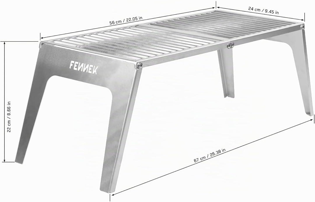 FENNEK Klapprost XL mit Tasche | Mobiler Grillrost zum Aufklappen | Extra stabile Ausführung mit gro