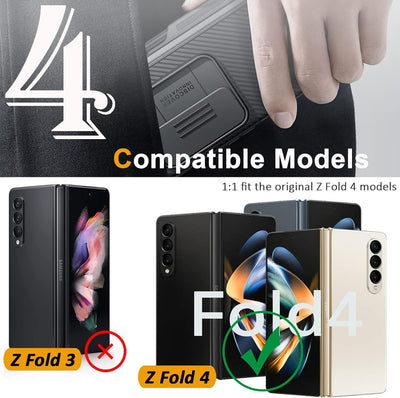 Miimall Kompatibel mit Samsung Galaxy Z Fold 4 Hülle mit S Pen Halter Scharnierschutz Abnehmbarer+St