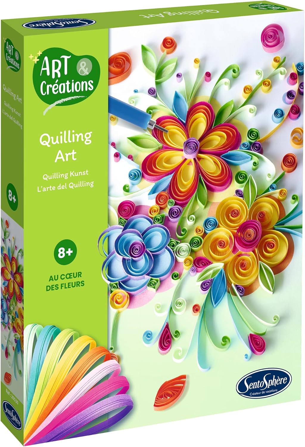 Sentosphere 3920530 Bastelset Quilling Blumen, Kreativ-Set für Kinder und Erwachsene, DIY, Blumen zu