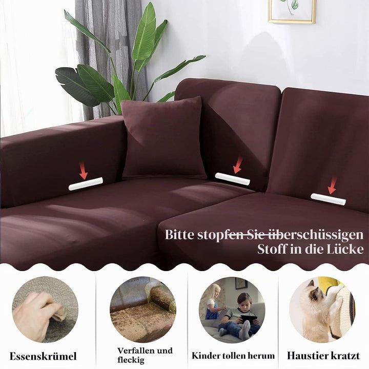 Jaotto Sofa Überwürfe Sofabezug Elastische Spandex Stretch Sofabezüge Couchbezug für L-Form Sofa Uni