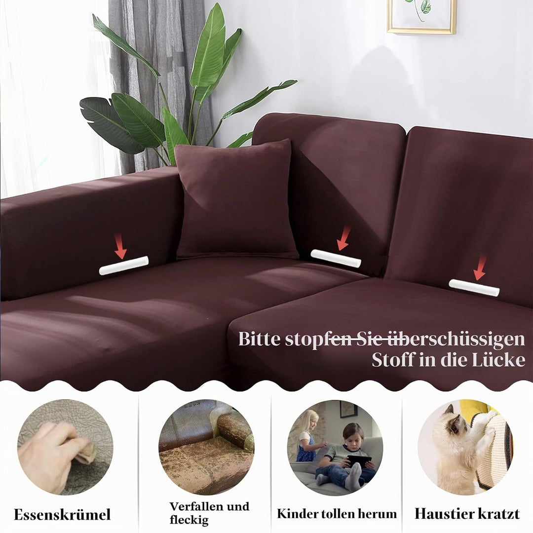 Jaotto Sofa Überwürfe Sofabezug Elastische Spandex Stretch Sofabezüge Couchbezug für L-Form Sofa Uni